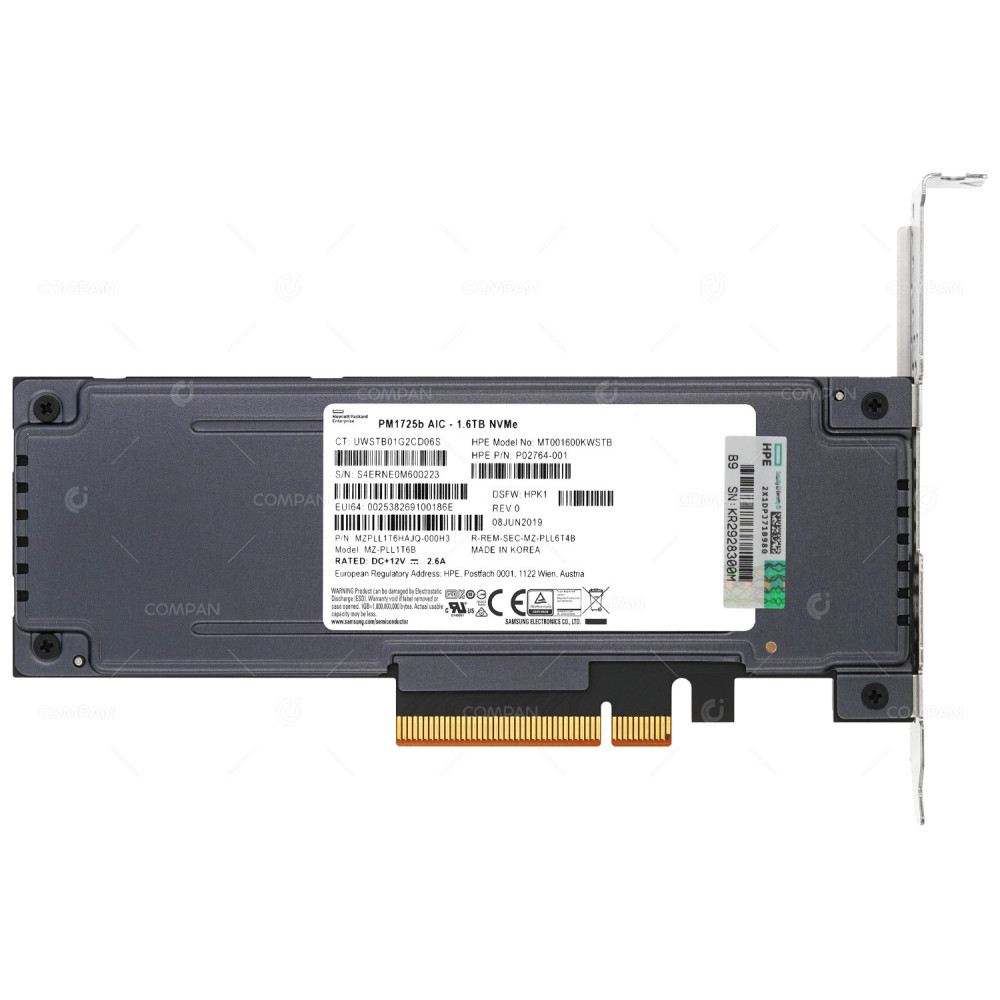 P02764-001 HPE PM1725B 1.6TB NVME PCIE X8 MU SSD PM1725B, MZ-PLL1T6B, MT001600KWSTB,